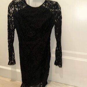 Zimmermann black lace mini dress with open back
